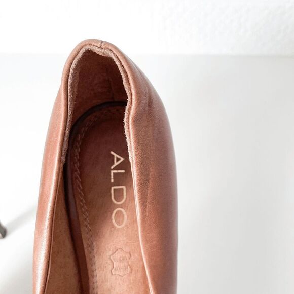 Aldo Womens Slip On Almond Toe Platform High Heel Brown 8 - Picture 8 of 10